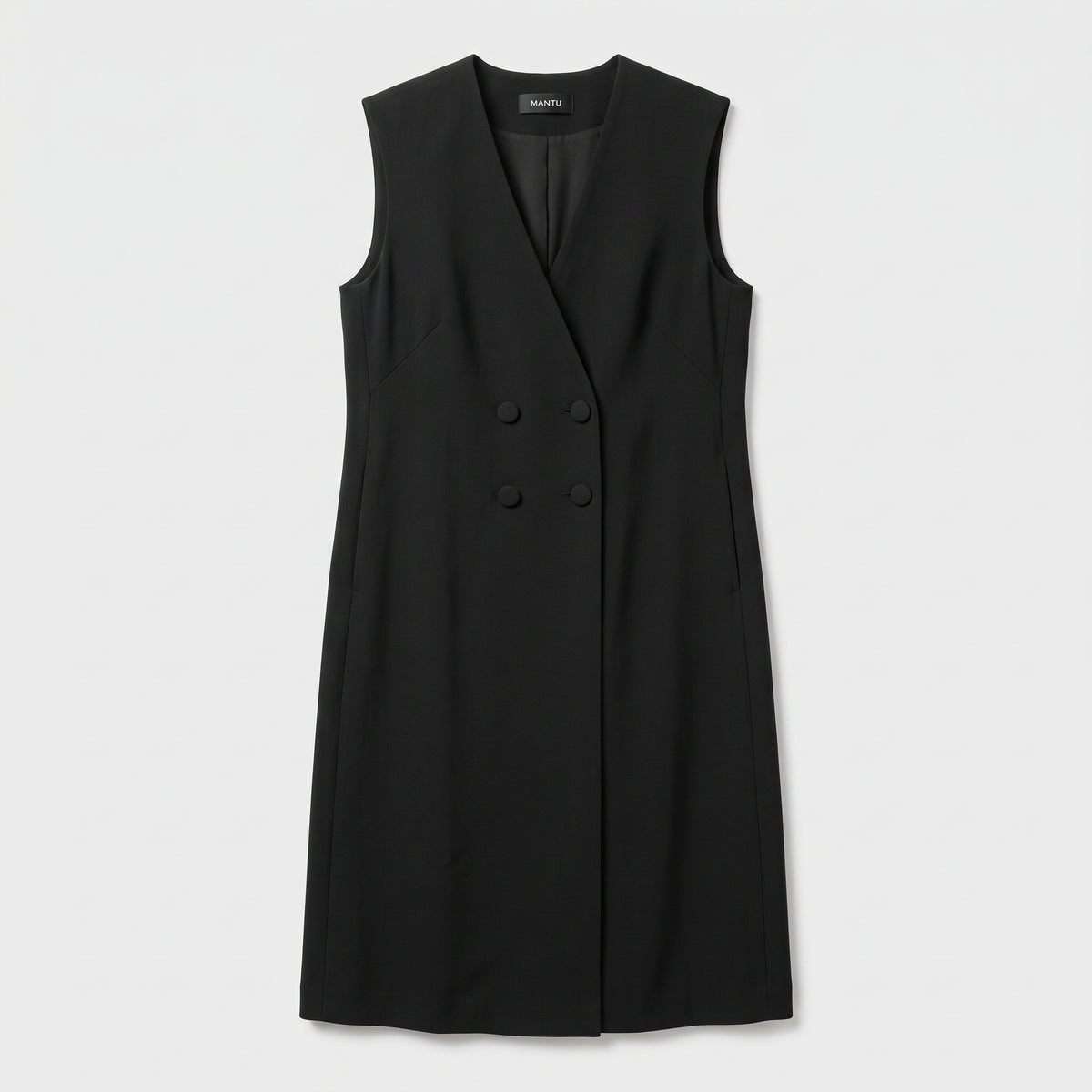 Tailored Double-Breasted Black Vest