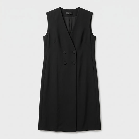 Tailored Double-Breasted Black Vest