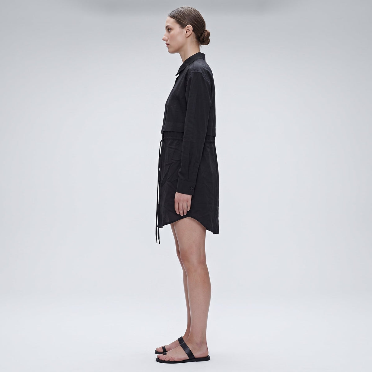 Black Cotton Drawstring Shirt