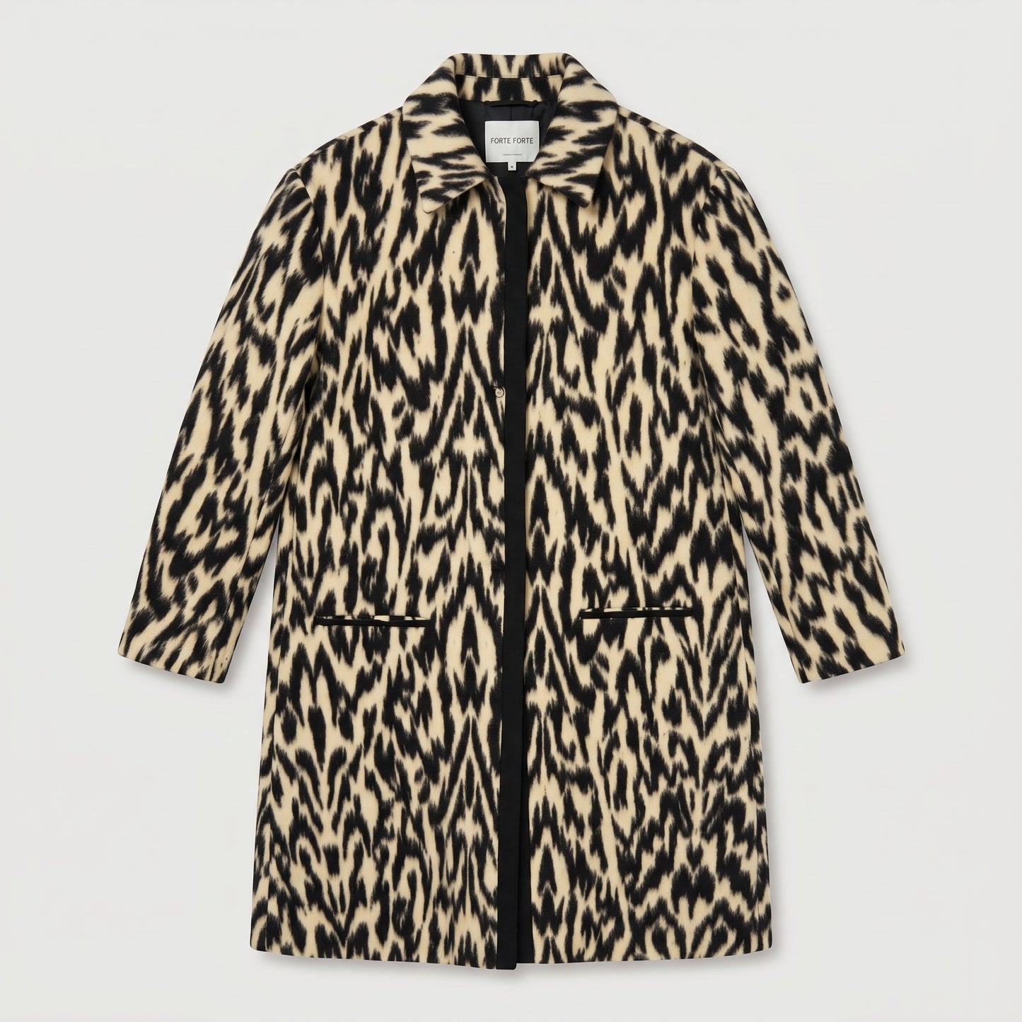 Animal Print Wool Blend Coat
