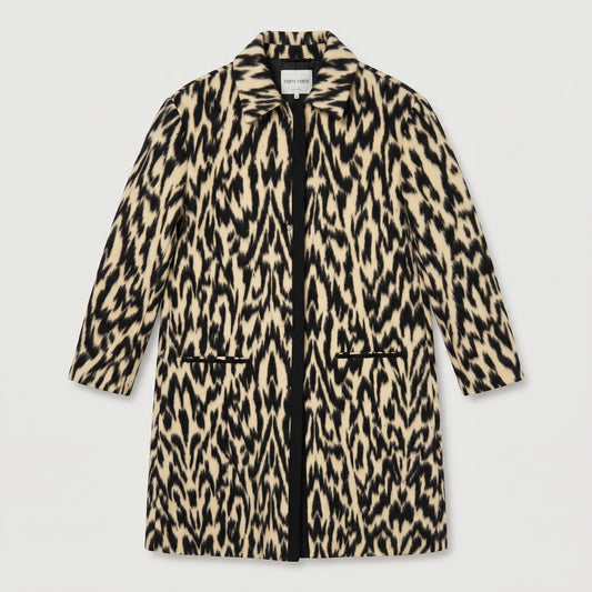 Animal Print Wool Blend Coat