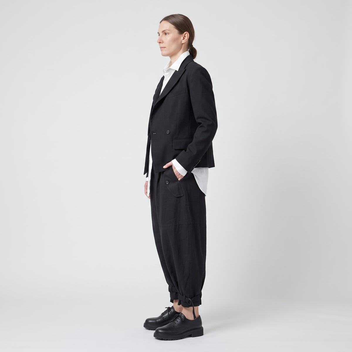Structured Black Utility Trousers