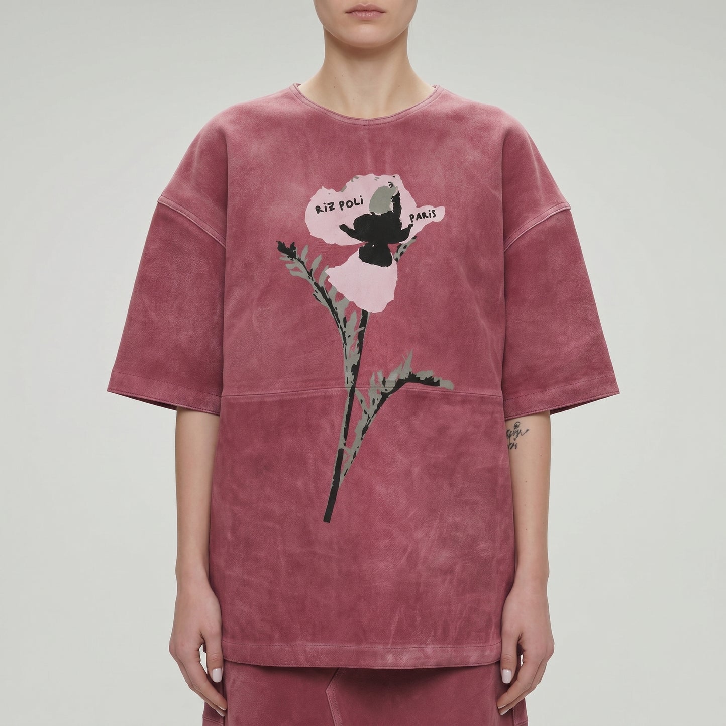 Floral Print Suede Top