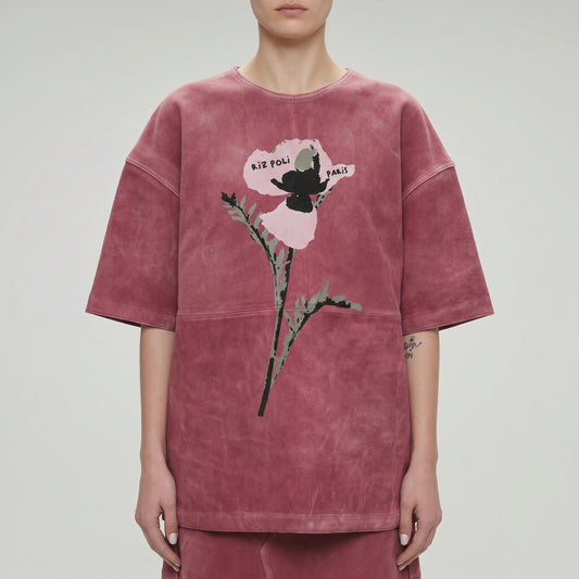 Floral Print Suede Top