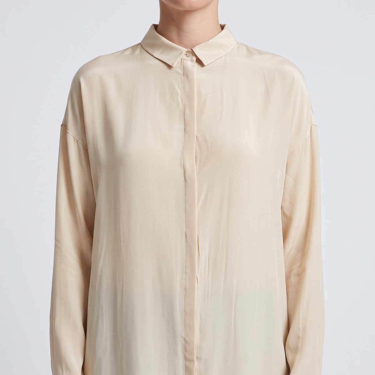 Minimalist Silk Shirt Dress