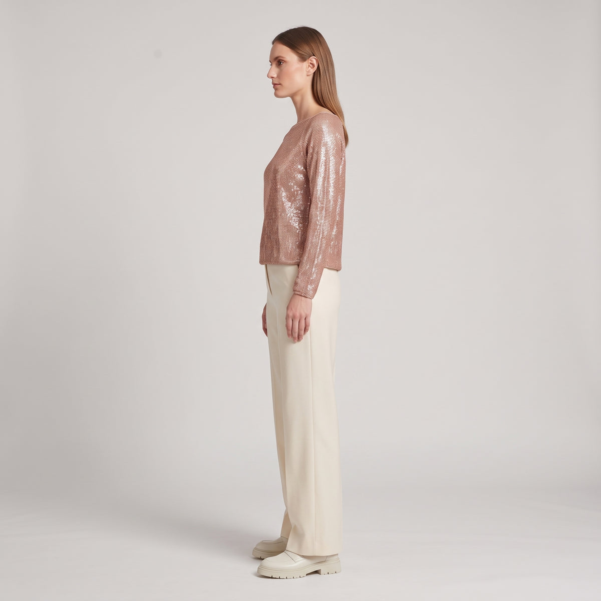 Metallic Shimmer Long Sleeve Top