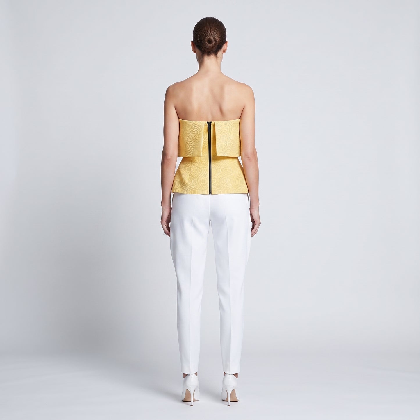 Textured Strapless Yellow Corset Top