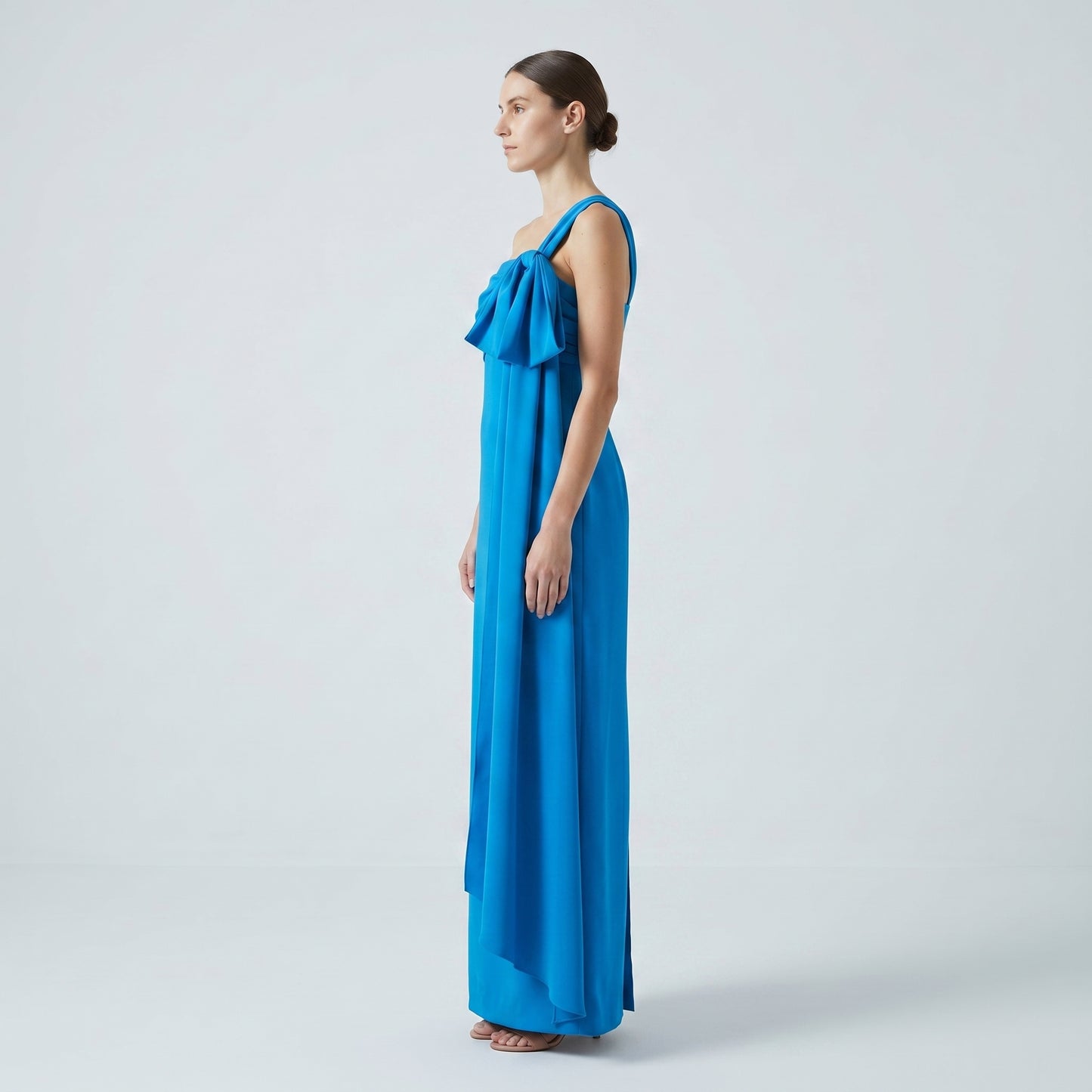 One-Shoulder Bow Detail Gown