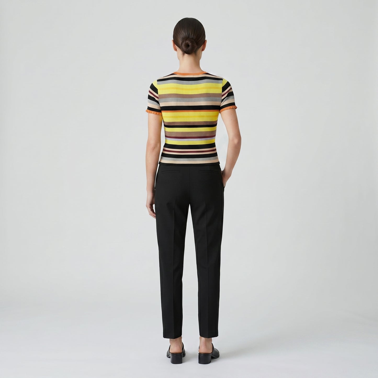 Vibrant Striped Ribbed Knit Tee