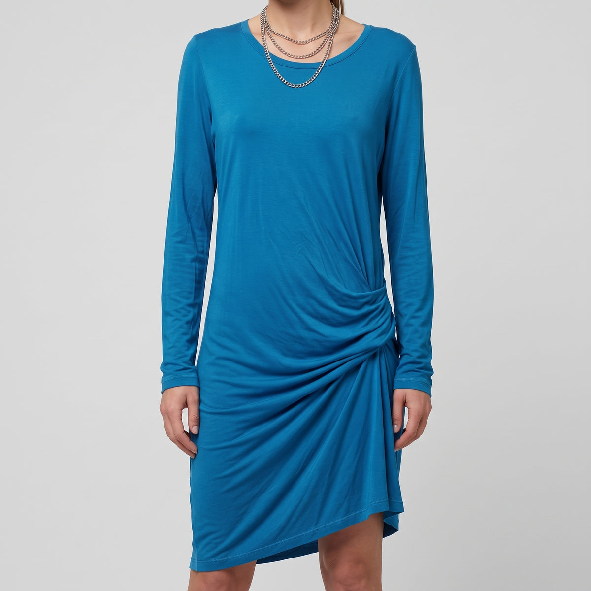 Ruched Side Long-Sleeve Dress