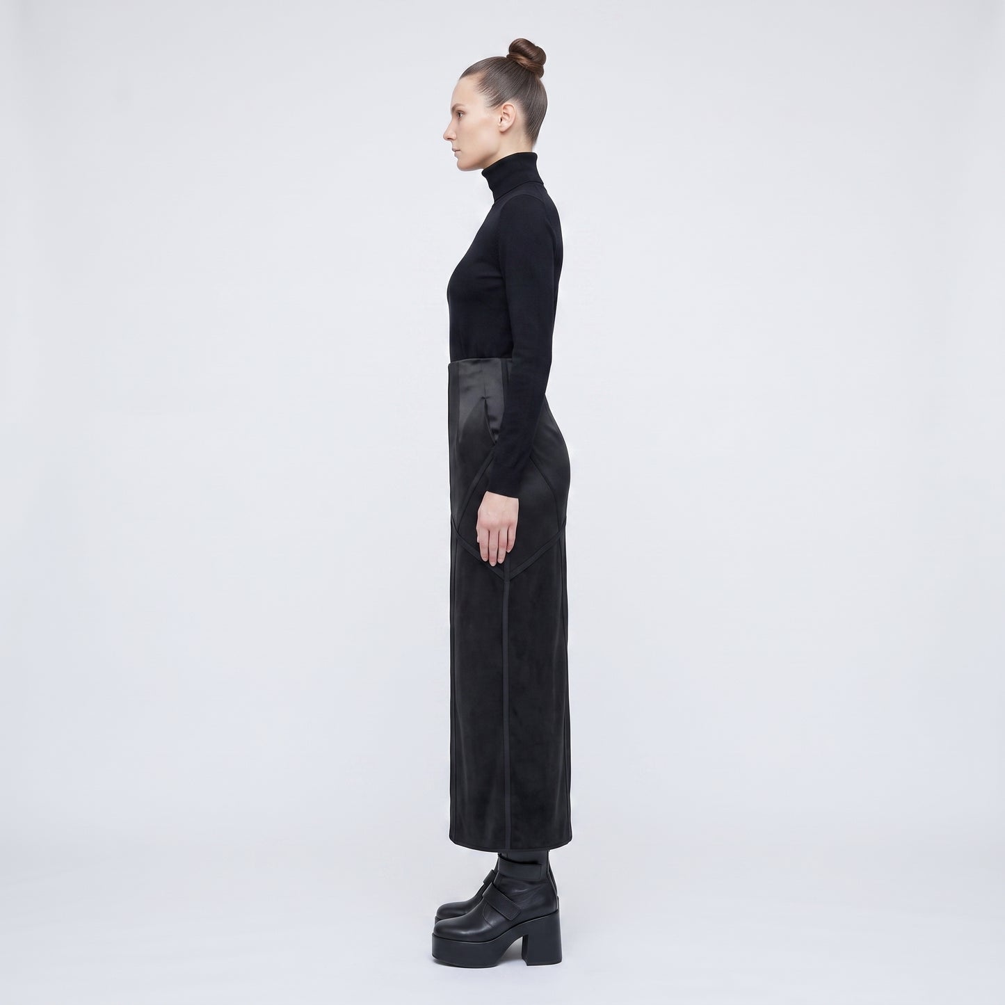 Structured Paneled Midi Skirt