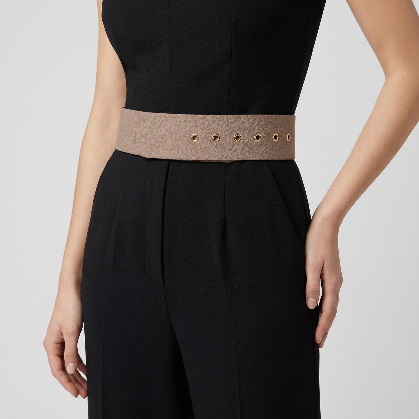 Wide Leather Grommet Belt