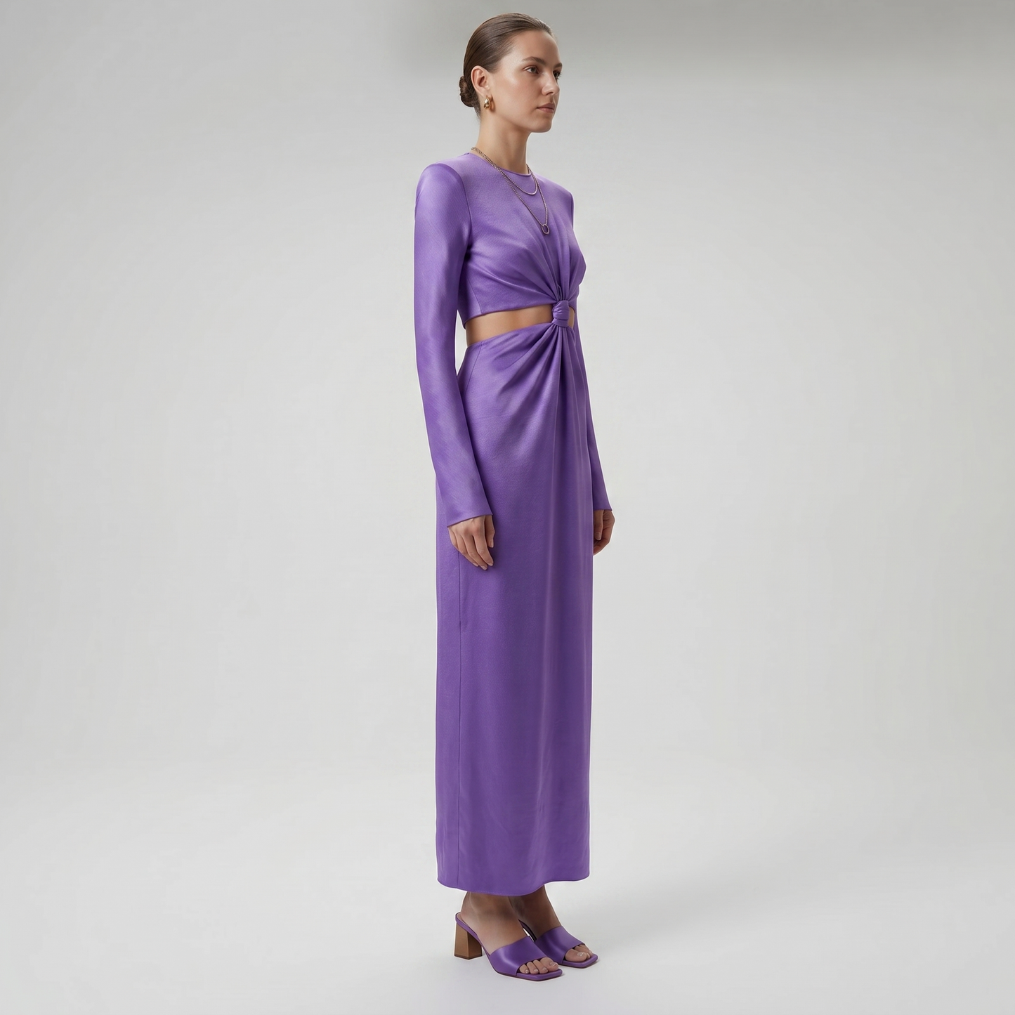 Satin Cutout Midi Dress