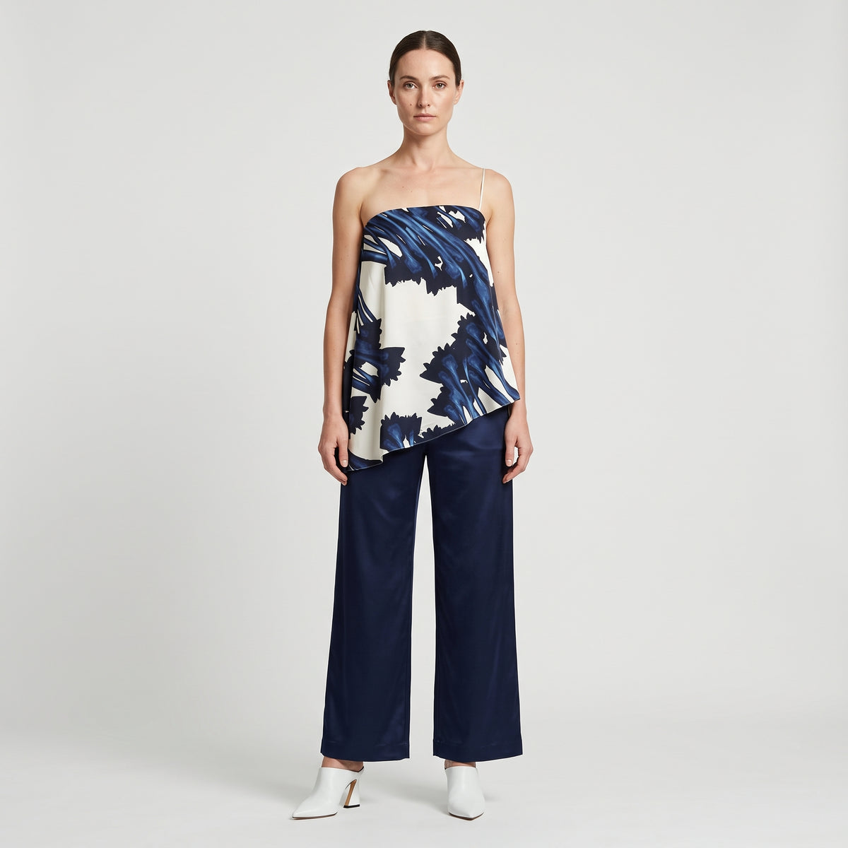 Abstract Print One Shoulder Top