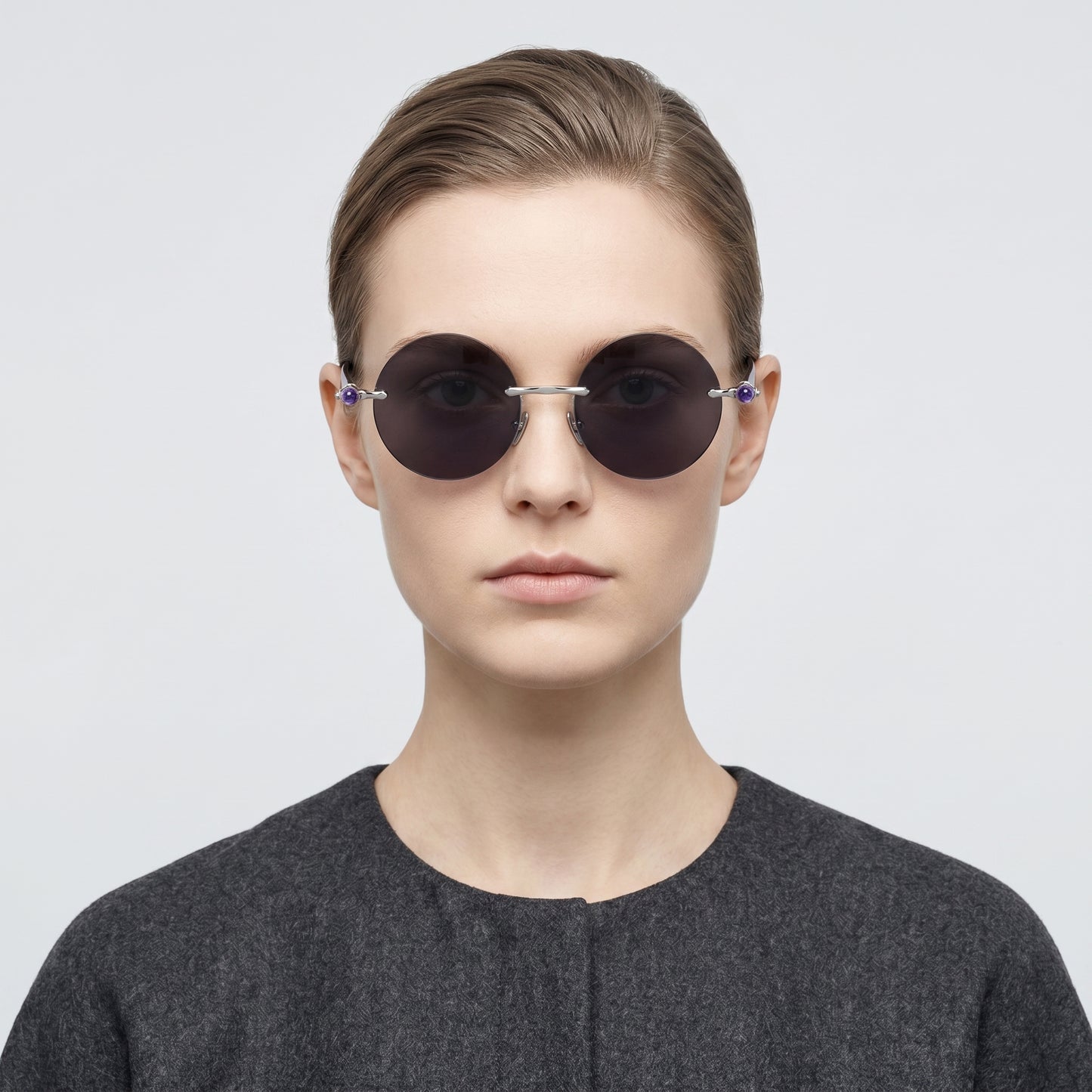 Round Rimless Metal Sunglasses