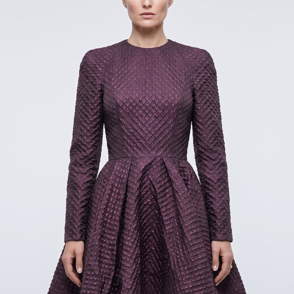 Structured Metallic Textured Mini Dress
