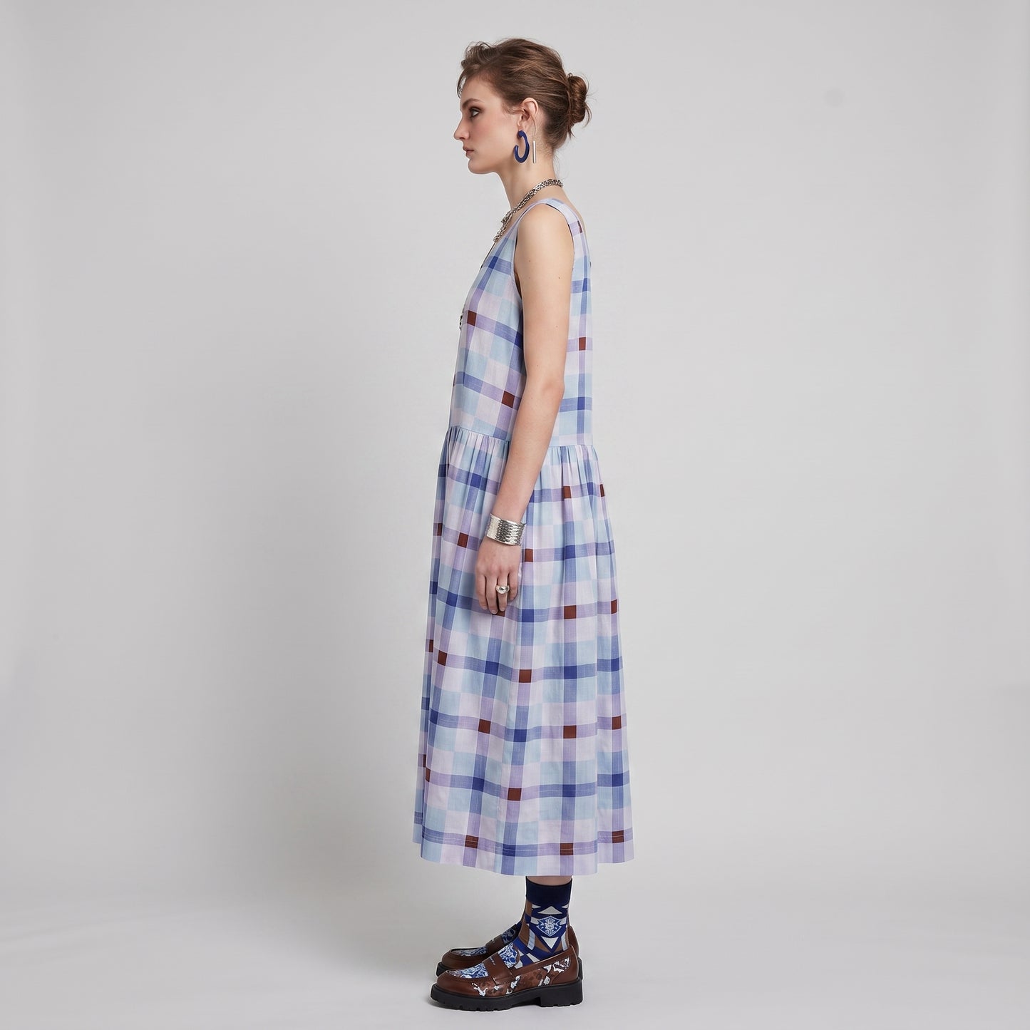 Sleeveless Plaid Cotton Dress