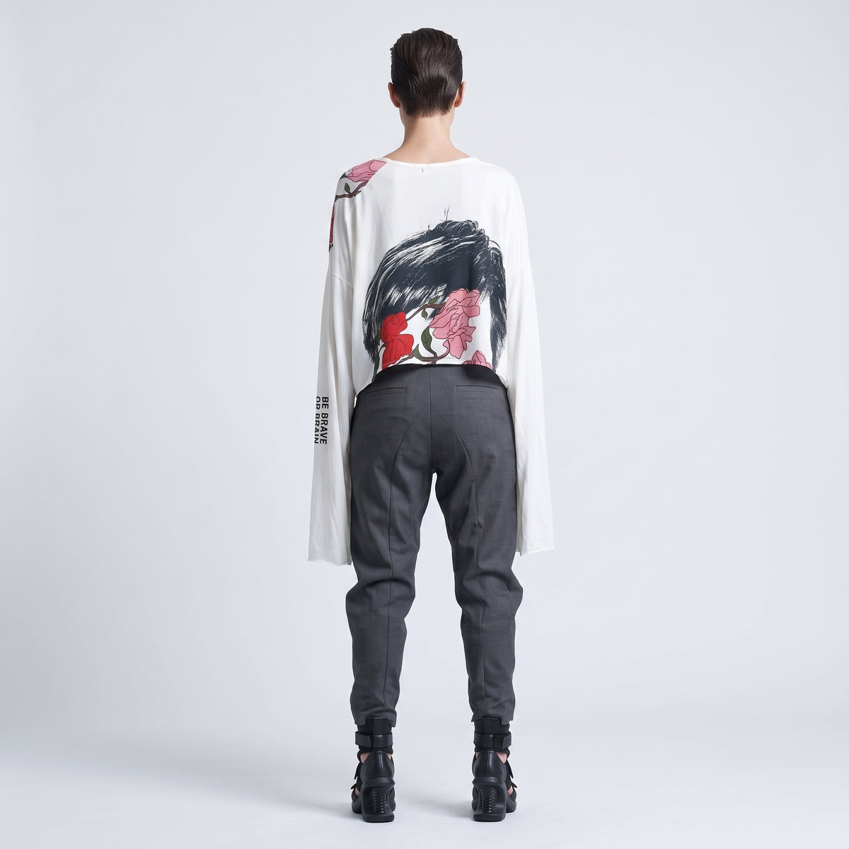 Floral Print Cropped Long-Sleeve