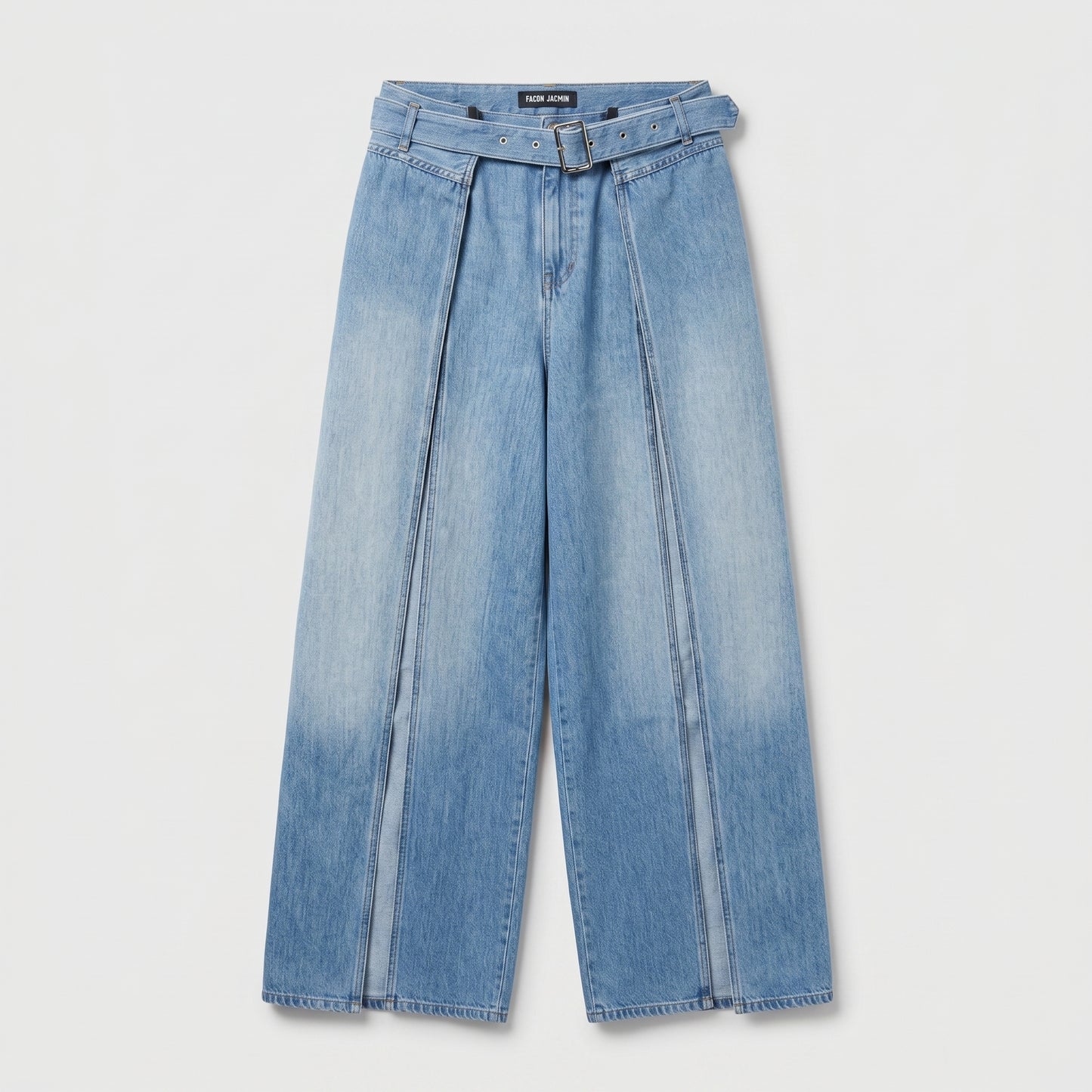 High-Waisted Belted Wide-Leg Jeans