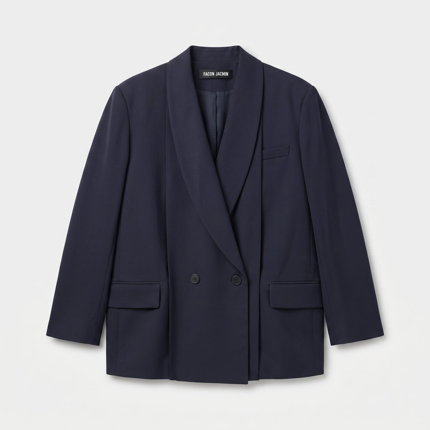 Tailored Double-Breasted Navy Blazer