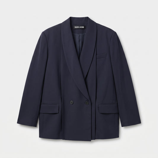 Tailored Double-Breasted Navy Blazer