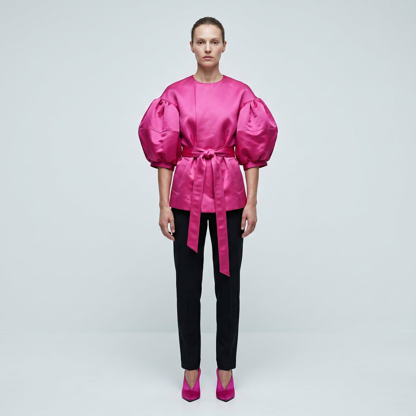 Balloon Sleeve Belted Jacket