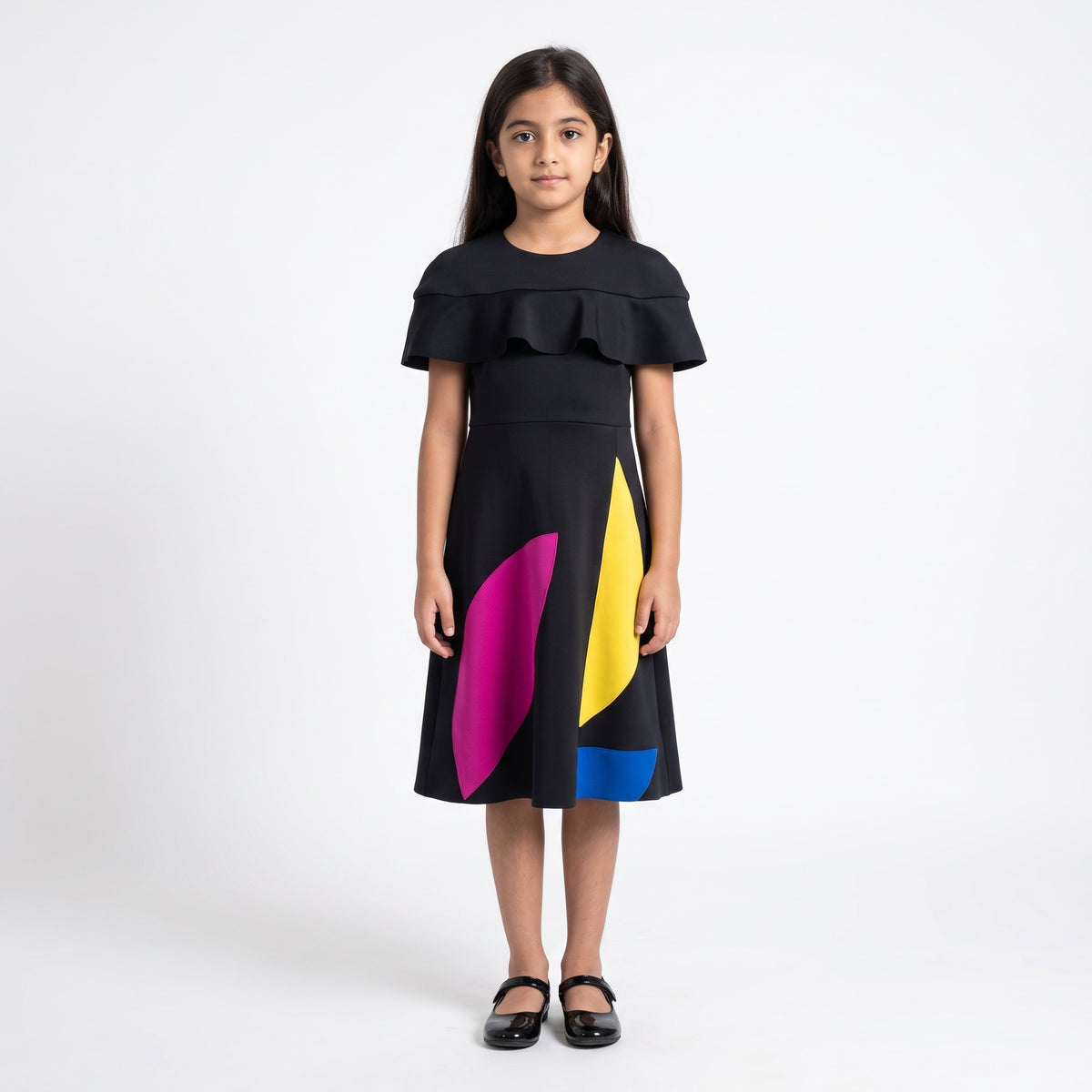 Ruffled Abstract Print Mini Dress