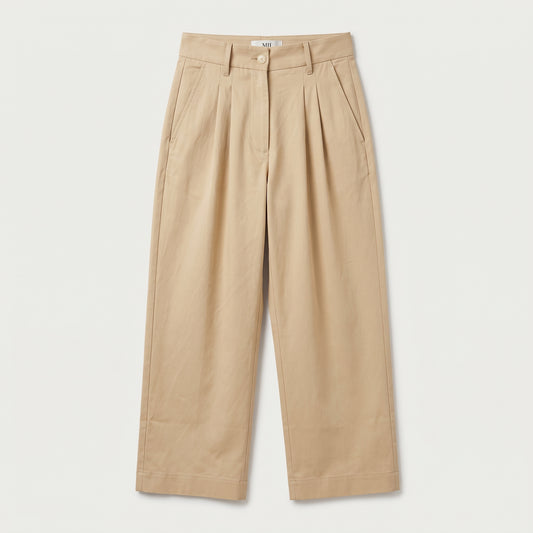 Tailored High-Waisted Pleated Trousers