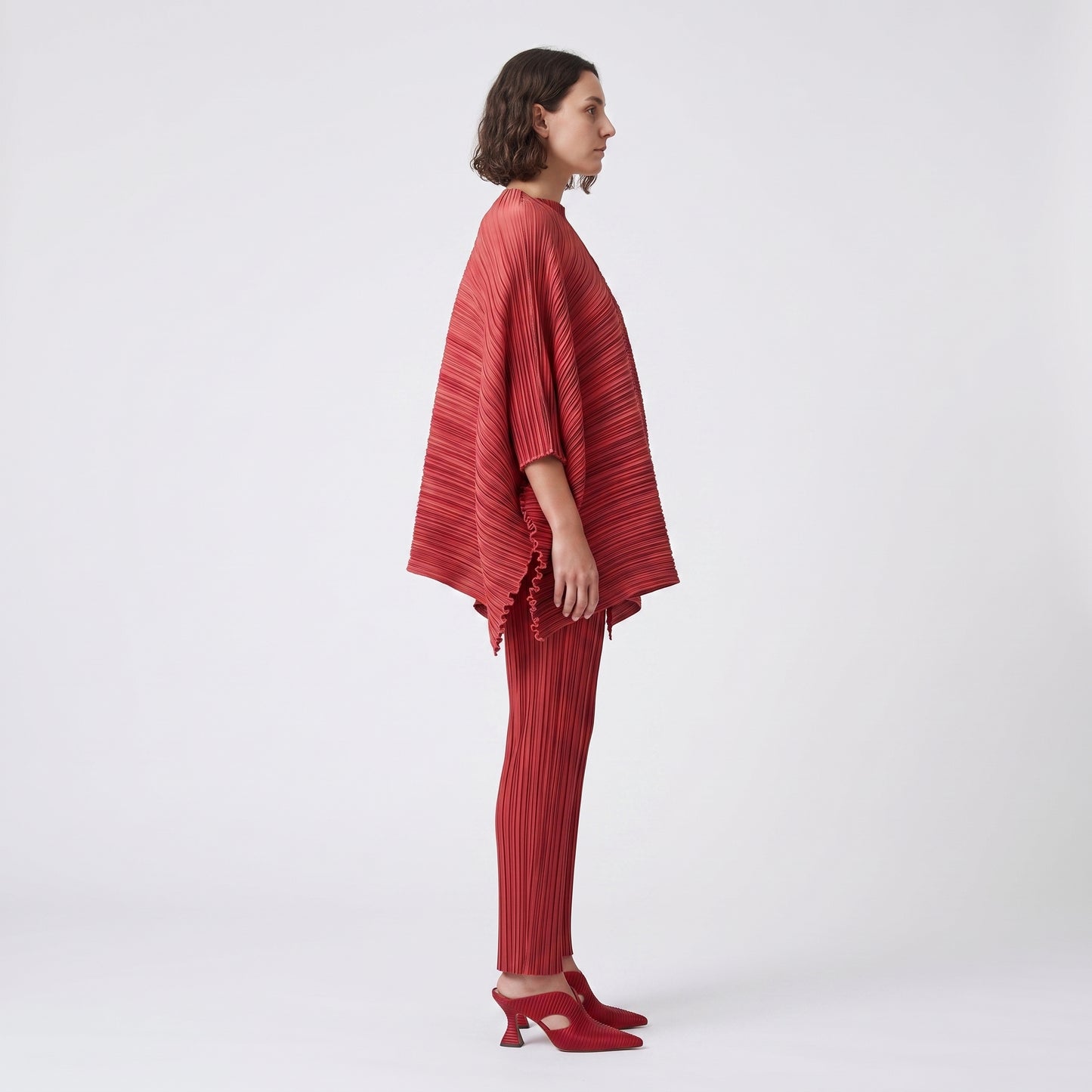 Pleated Deep Red Wrap Top