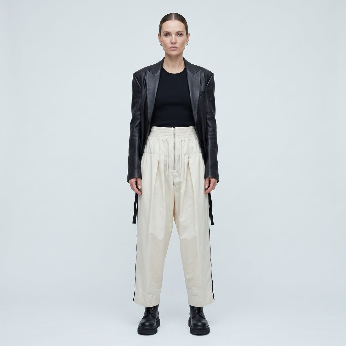 Pleated High-Waisted Utility Trousers
