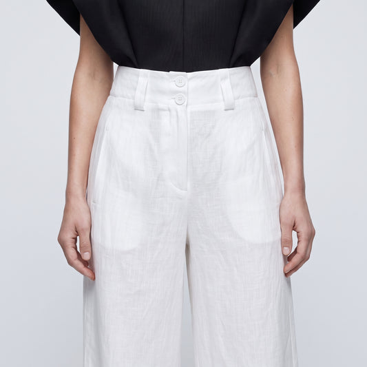 Tailored Linen Cropped Trousers
