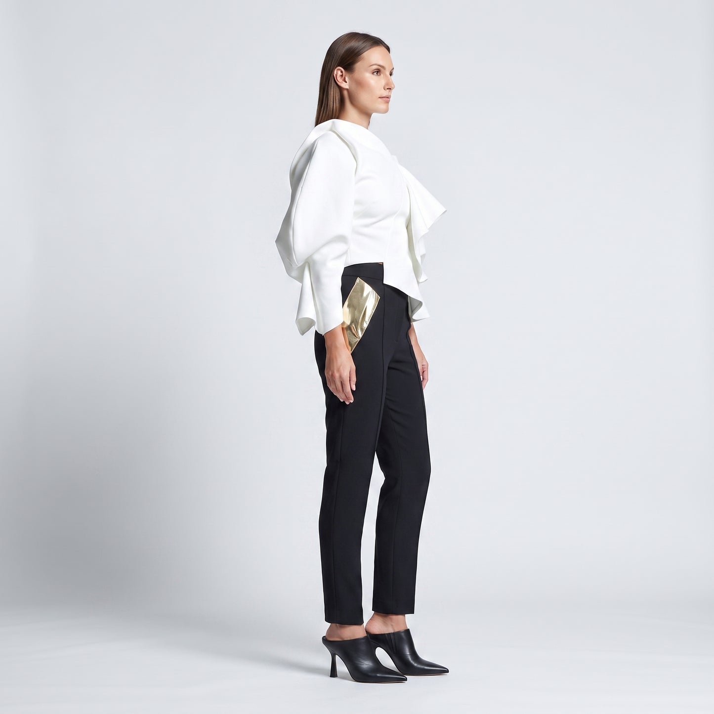 Metallic Accent Tailored Trousers