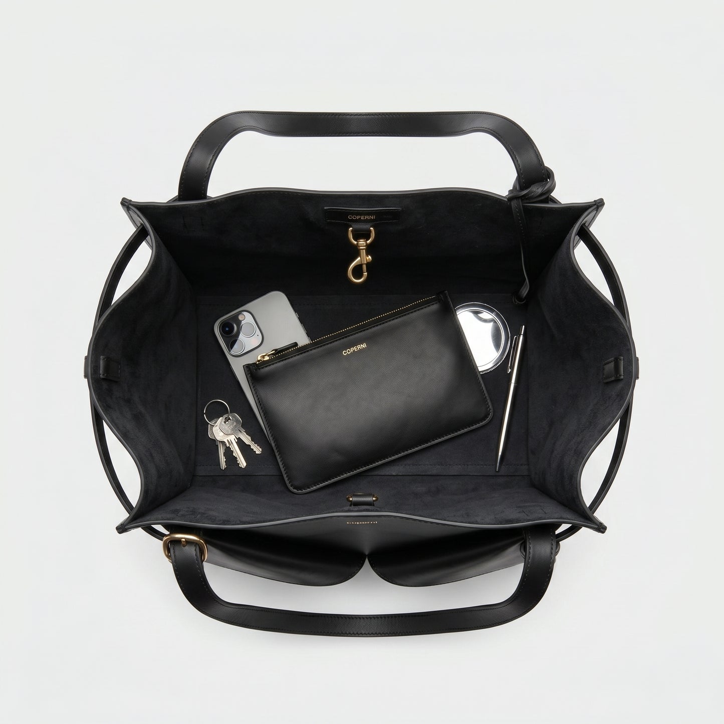 Structured Buckled Leather Tote