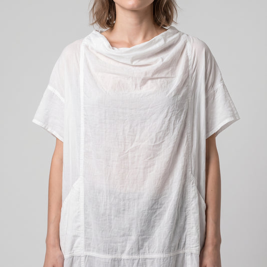 Draped Cowl Neck Cotton Dress