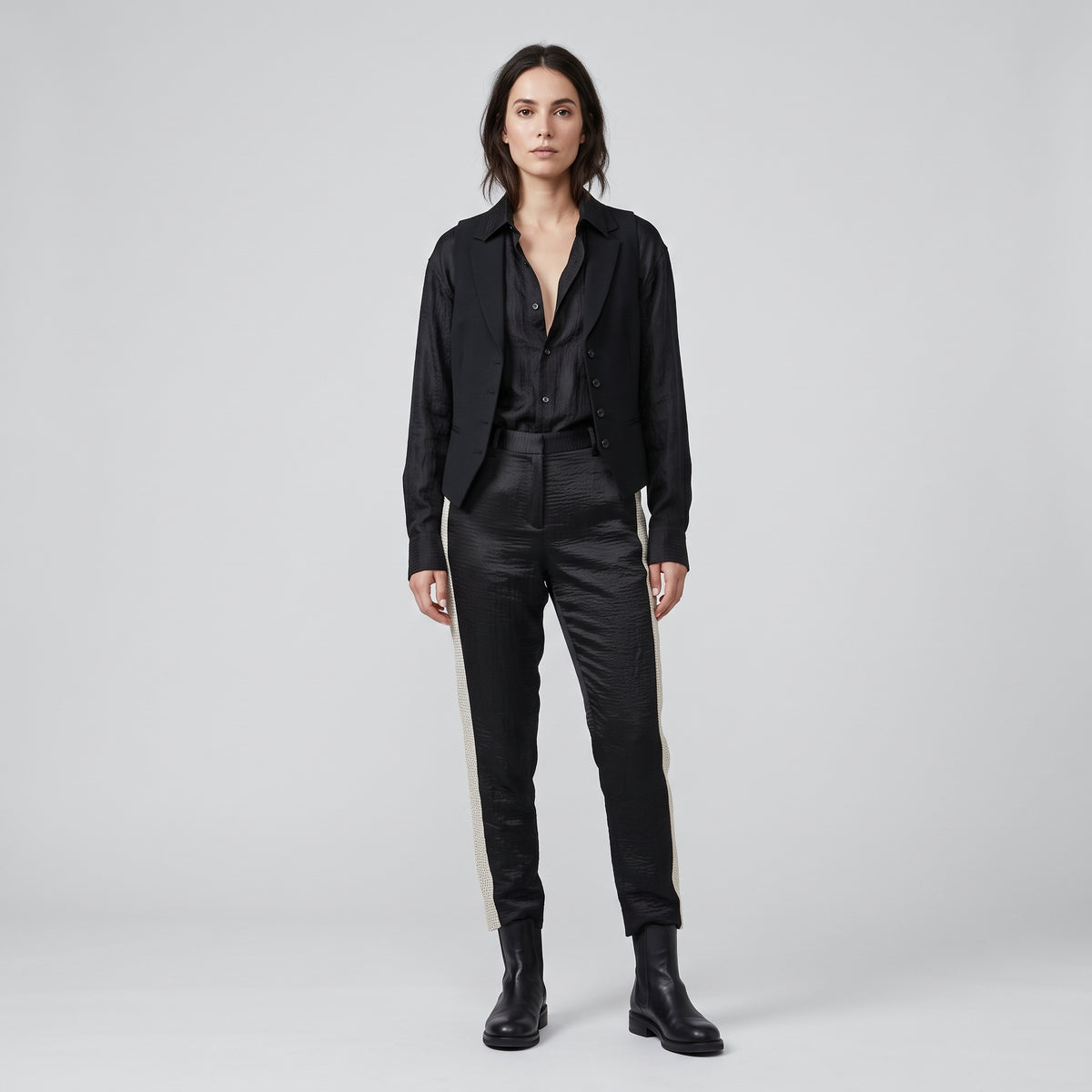 Textured Side-Stripe Tailored Trousers