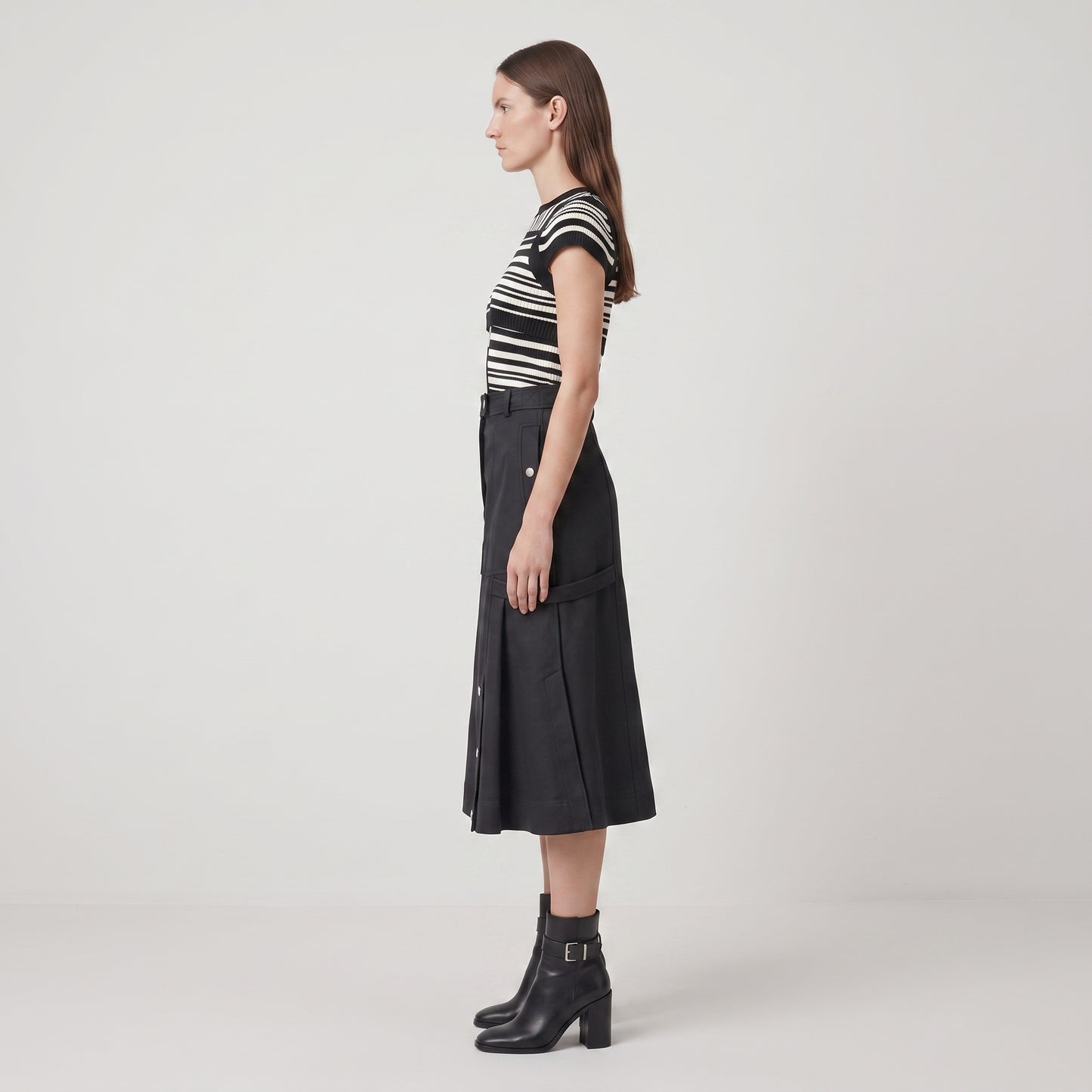 Structured Utility Midi Skirt