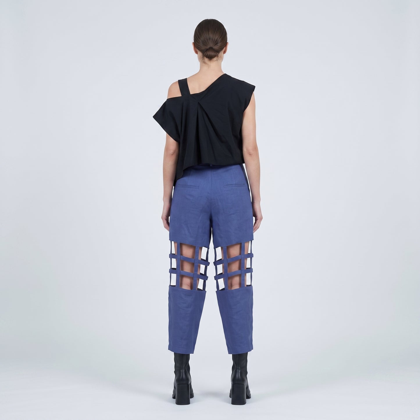Caged Linen Tailored Trousers