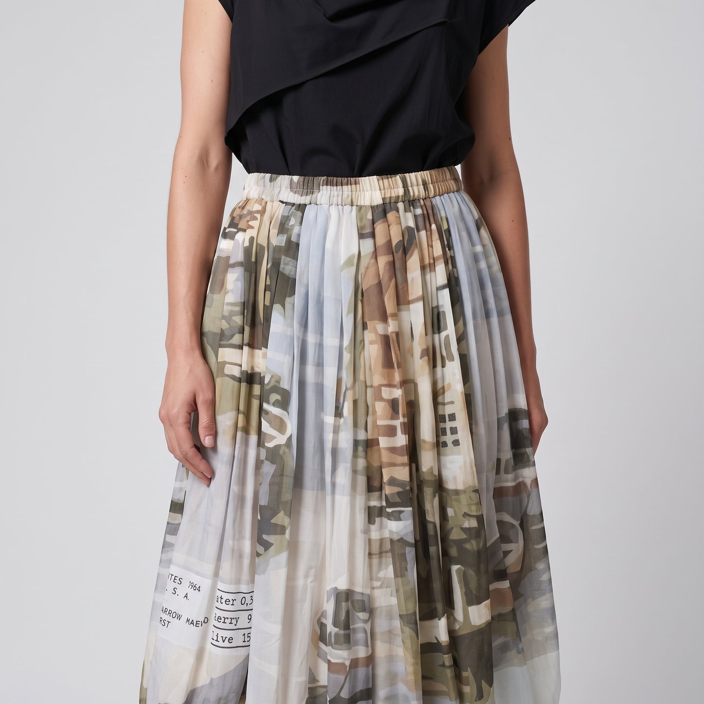 Graphic Print Balloon Hem Skirt