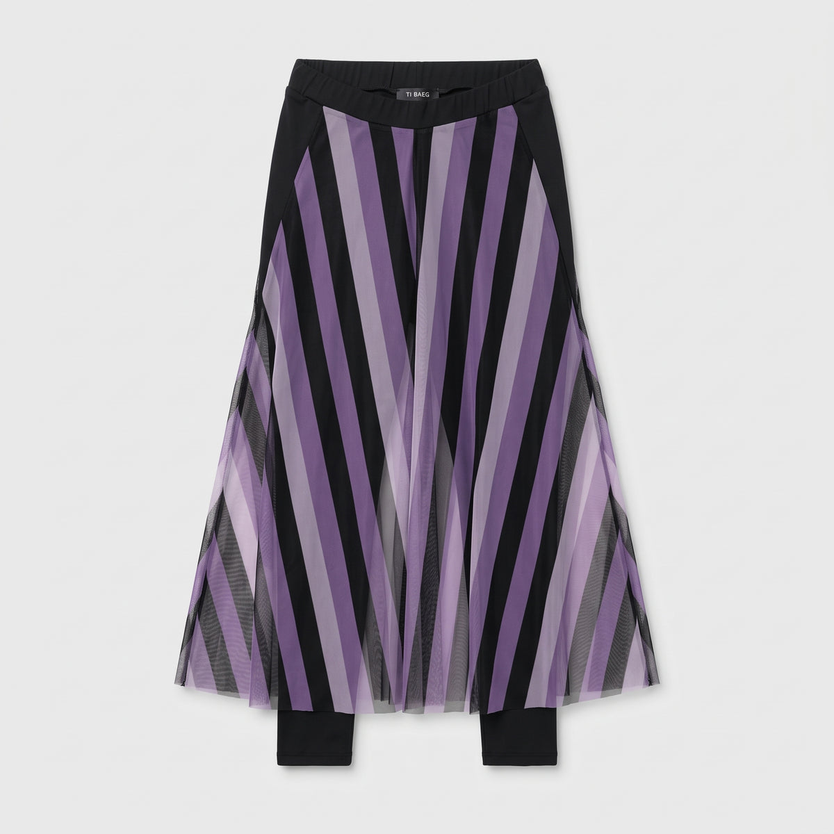 Striped Mesh Layered Skirt