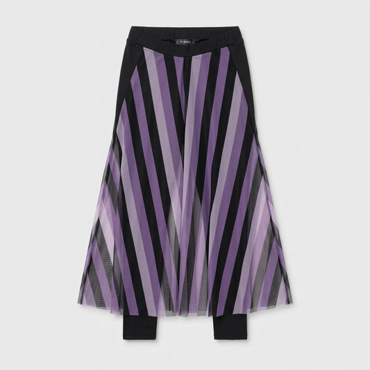 Striped Mesh Layered Skirt