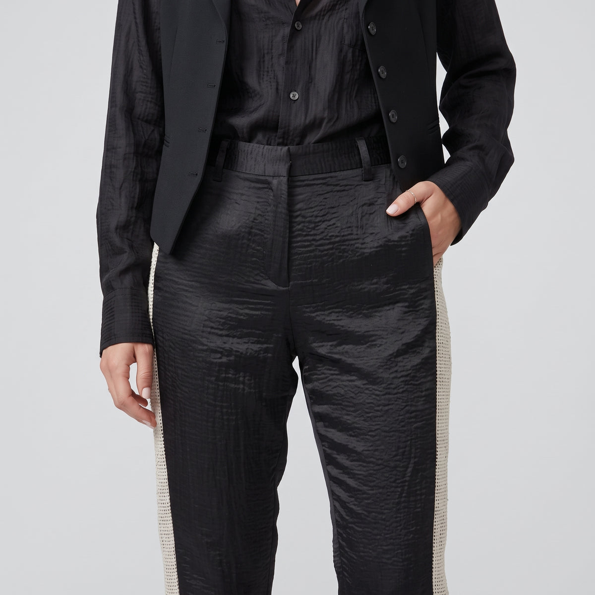 Textured Side-Stripe Tailored Trousers