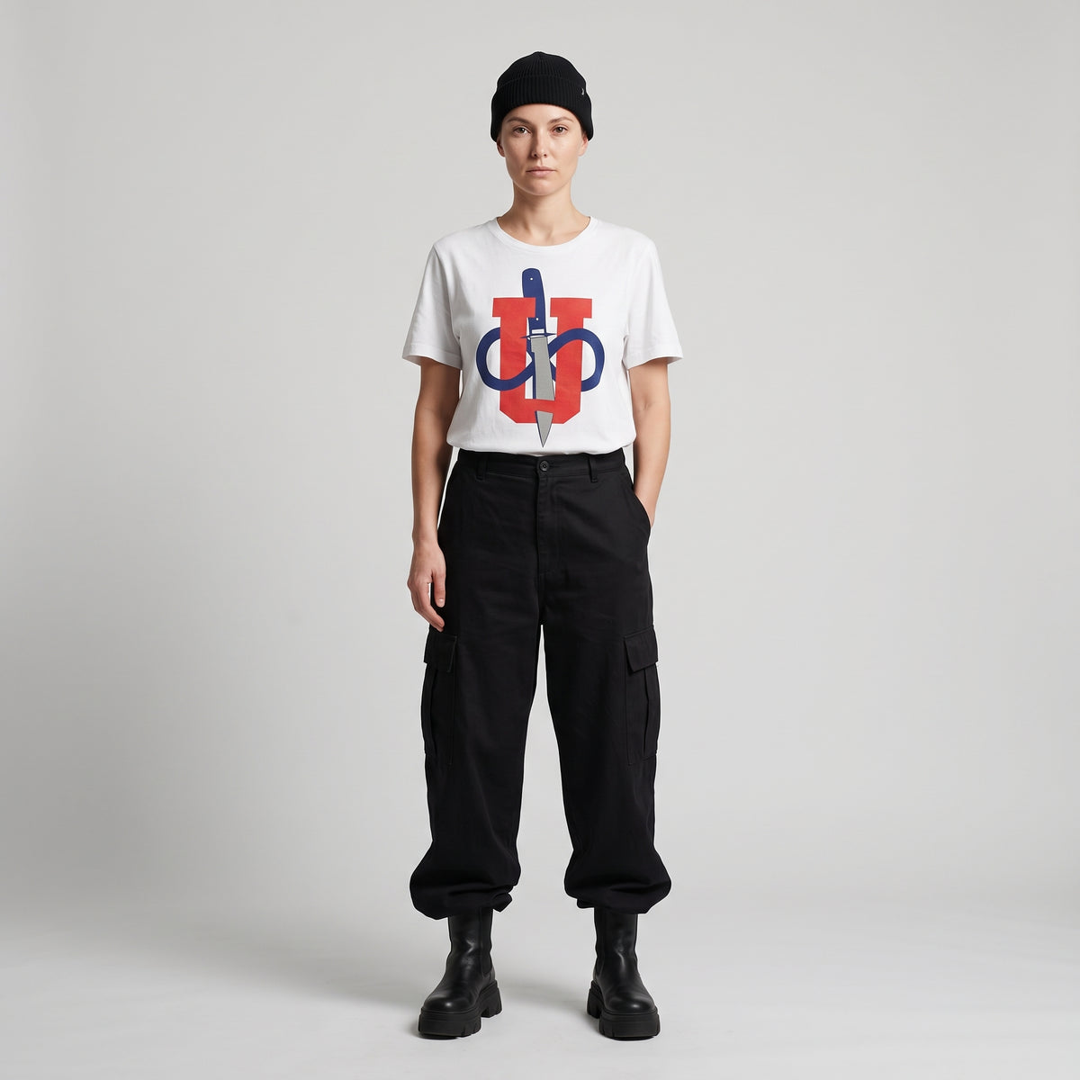 Graphic Knife Print Cotton Tee