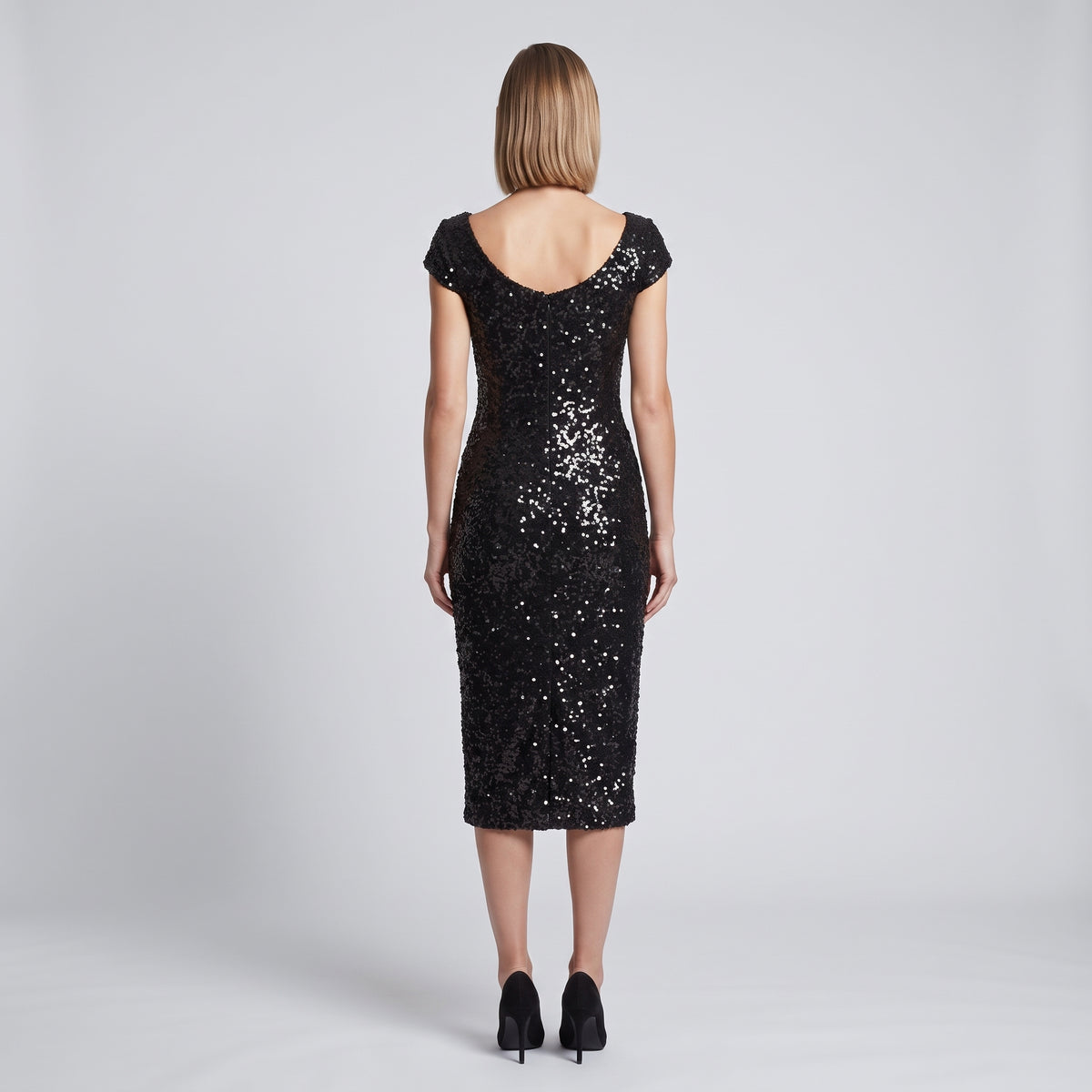 Elegant Black Sequin Cocktail Dress