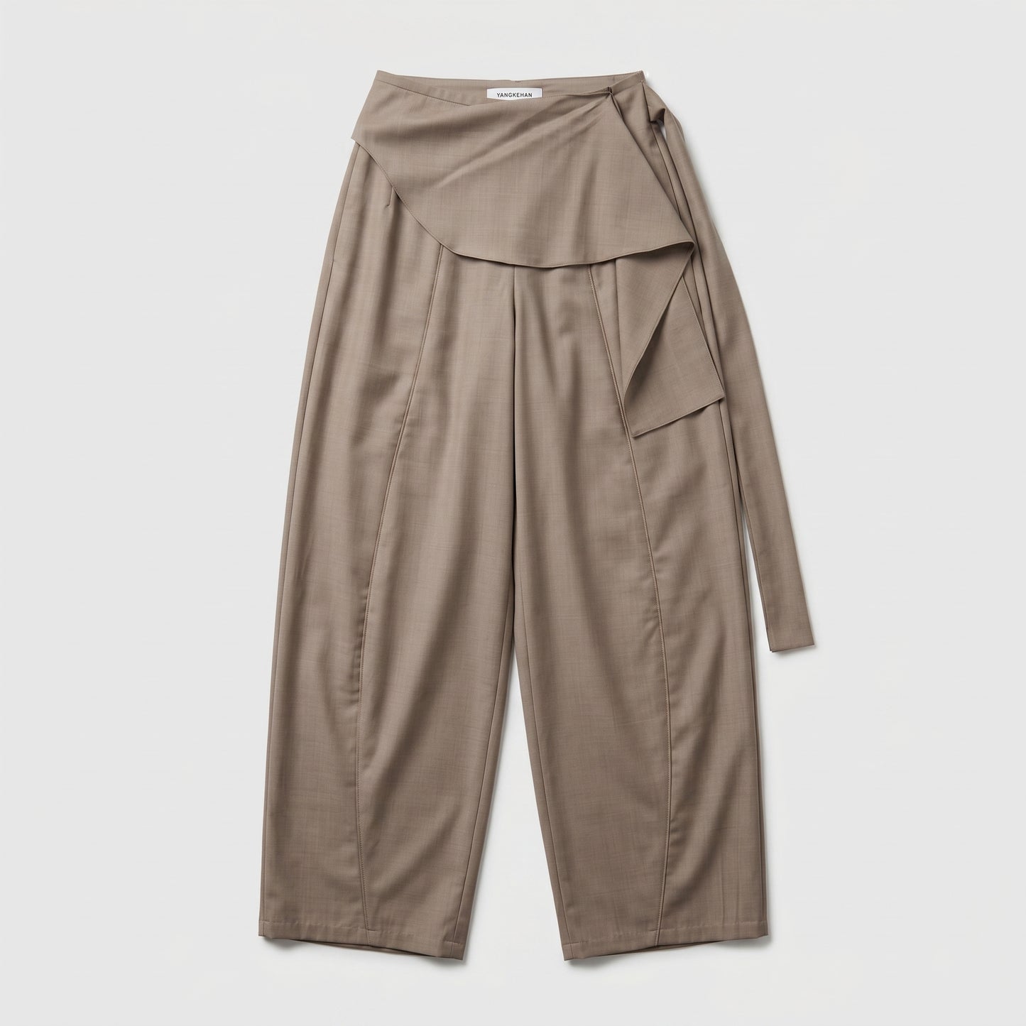 Draped Wide Leg Cropped Trousers