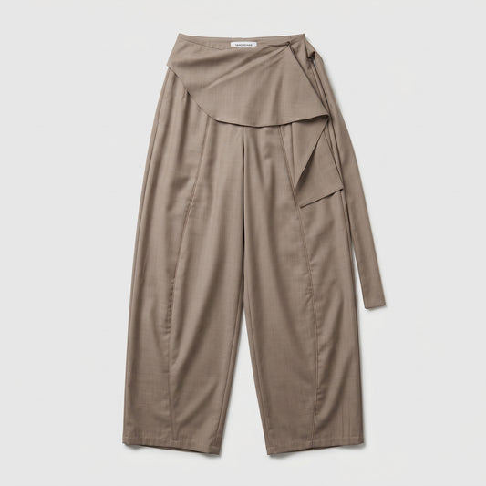 Draped Wide Leg Cropped Trousers