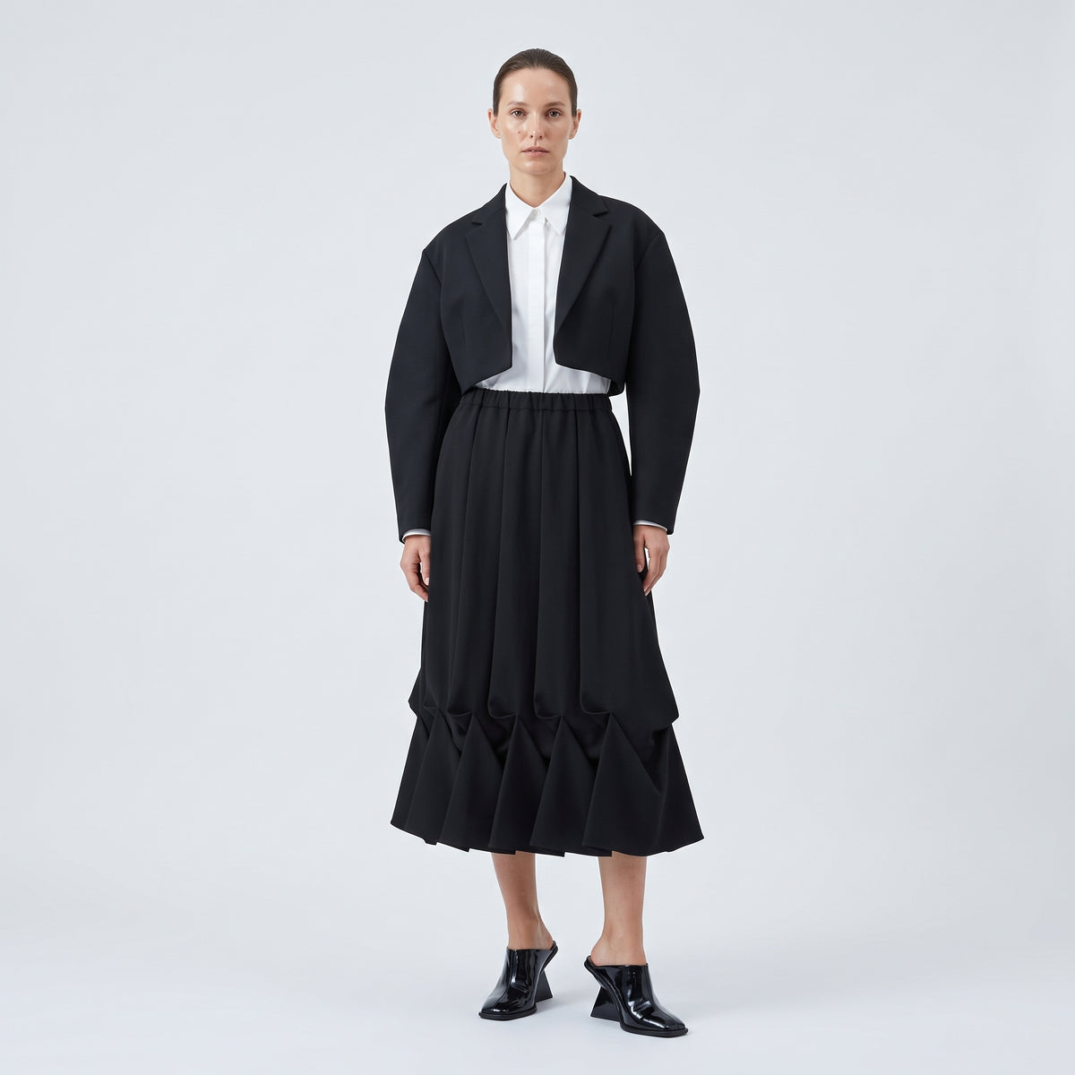 Pleated Hem Midi Skirt
