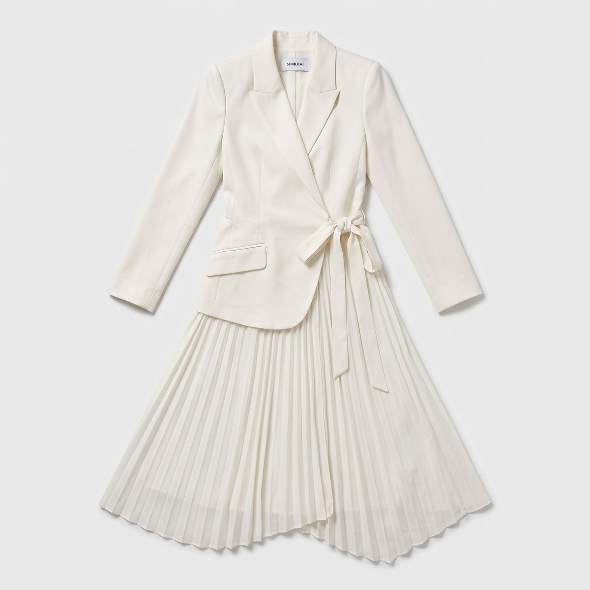 Tailored Wrap Pleated Midi Dress