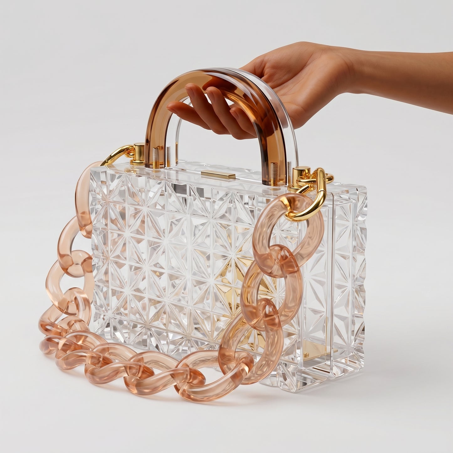 Geometric Transparent Acrylic Box Bag