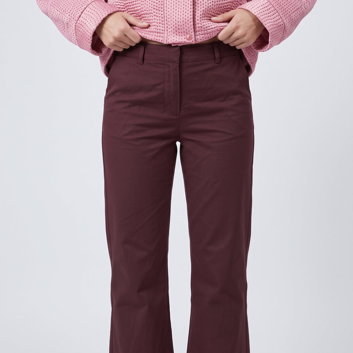Tailored Burgundy Cropped Trousers