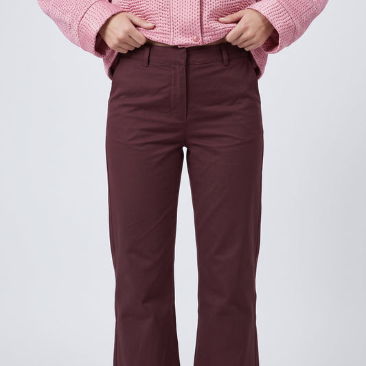 Tailored Burgundy Cropped Trousers